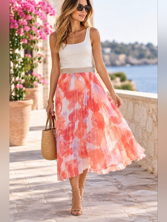 Gerry Weber Dresses & Skirts - Gerry Weber Lemon Soul Floral Pleated Midi Skirt EU 40 US 10